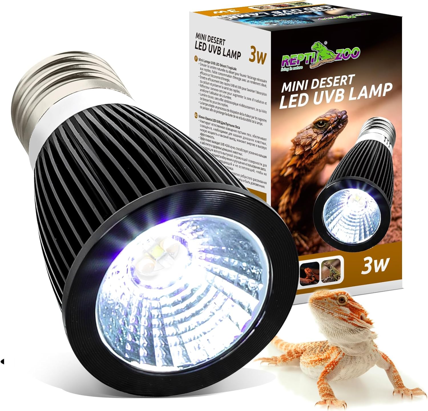 ReptiZoo UVB LED Mini Desert Lamp 3W Northern Gecko Inc