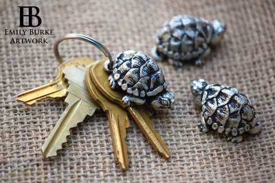 Pewter Musk Turtle Keychain by Emily Burke Artwork