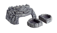 Load image into Gallery viewer, ReptiZoo Grey Rock Magnetic 3-in-1 Feeding Dishes Hideout
